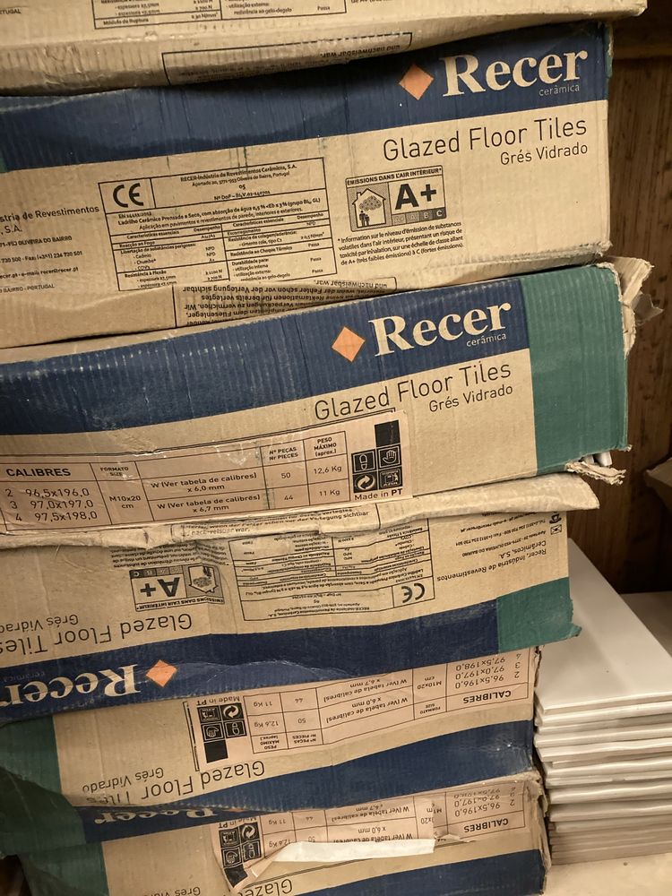 Caixa azulejos (1 m2) Recer Naprec mater branco 10x20cm