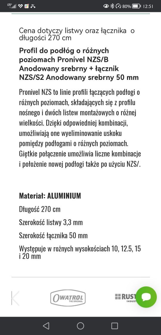 PROFIL Pronivel do podłóg o różnych poziomach