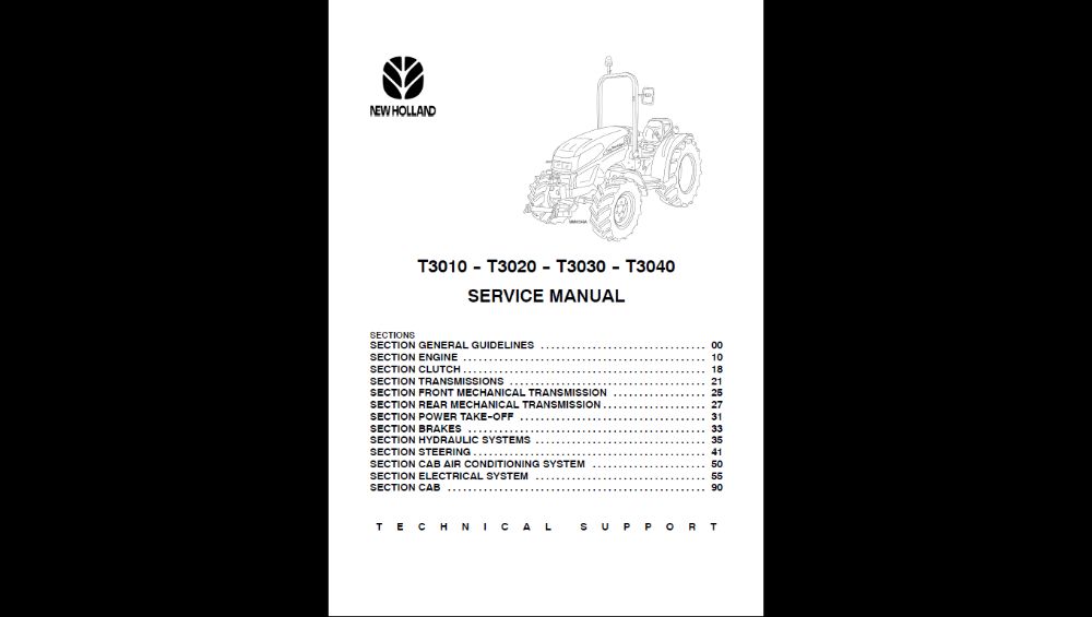 New Holland seria T3010-T3020-T3030-T3040 Instrukcja Napraw Serwisówka