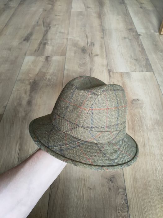 Kapelusz myśliwski wełniany w kratkę męski r. M