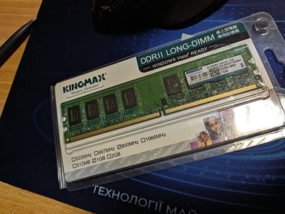 DIMM DDR2 PC2-6400 800MHz 1Gb х2 шт 1024Mb (Kingmax KLDD48F-2AKU5)