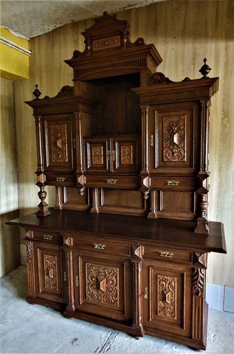 Kredens eklektyczny duży dębowy