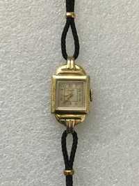 Kolekcjonerski złocony damski zegarek mechaniczny ELGIN 7j USA