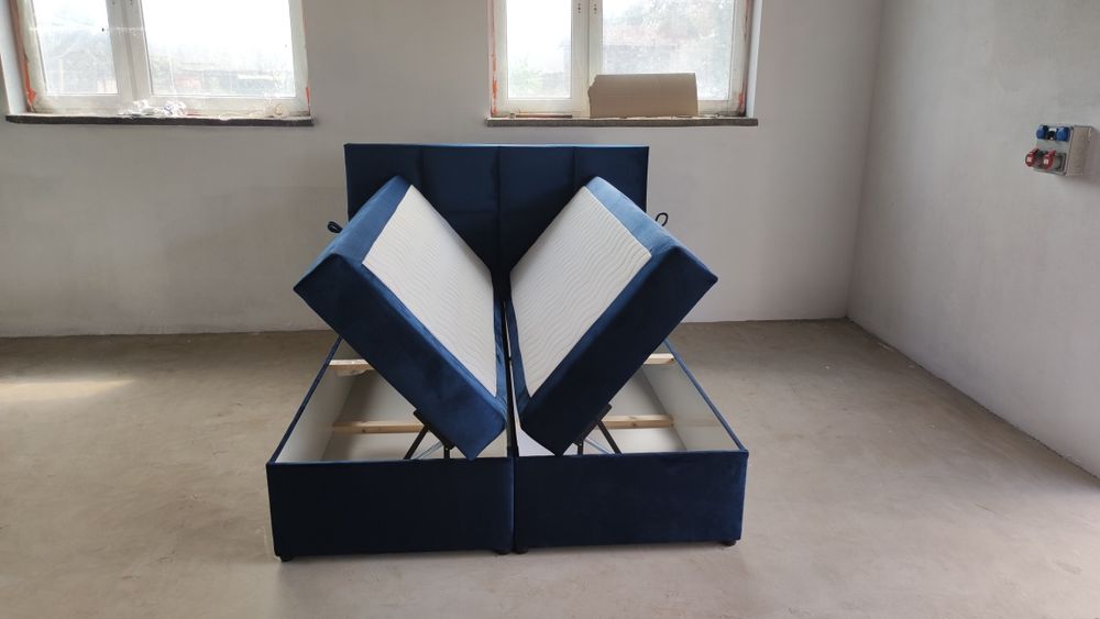 Łóżko kontynentalne materac w cenie duże pojemniki panele tapicerowane