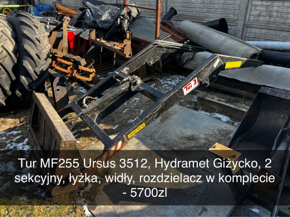 Ładowacz czolowy Tur C330 MF 255 Ursus 3512 siewnik kabina brony