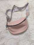 Nowa różowa torebka damska crossbody kieszonki suwak ciekawy pasek reg