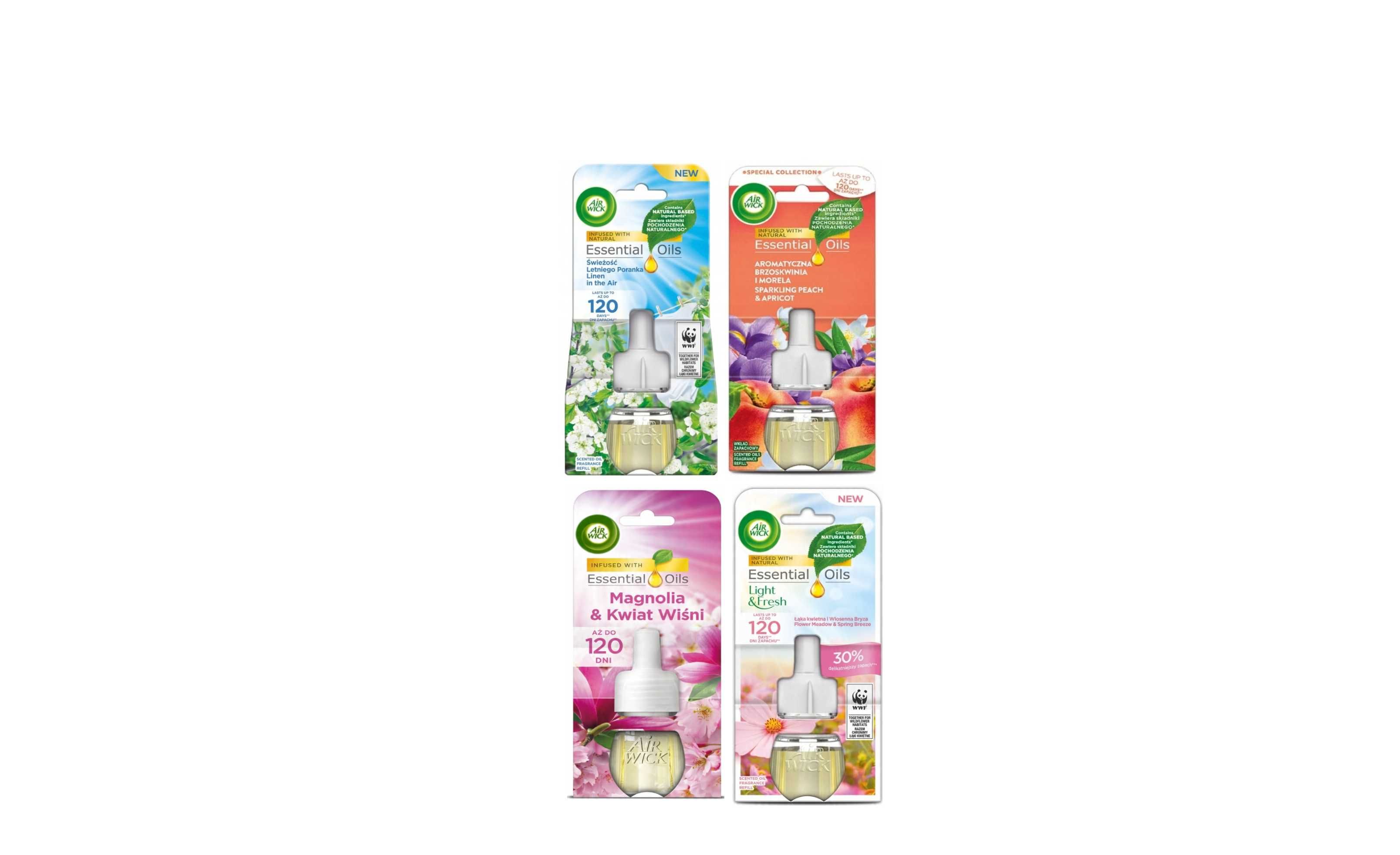 4 x Air Wick wkład elektryczny odświeżacz powietrza 19 ml MIX zapachów