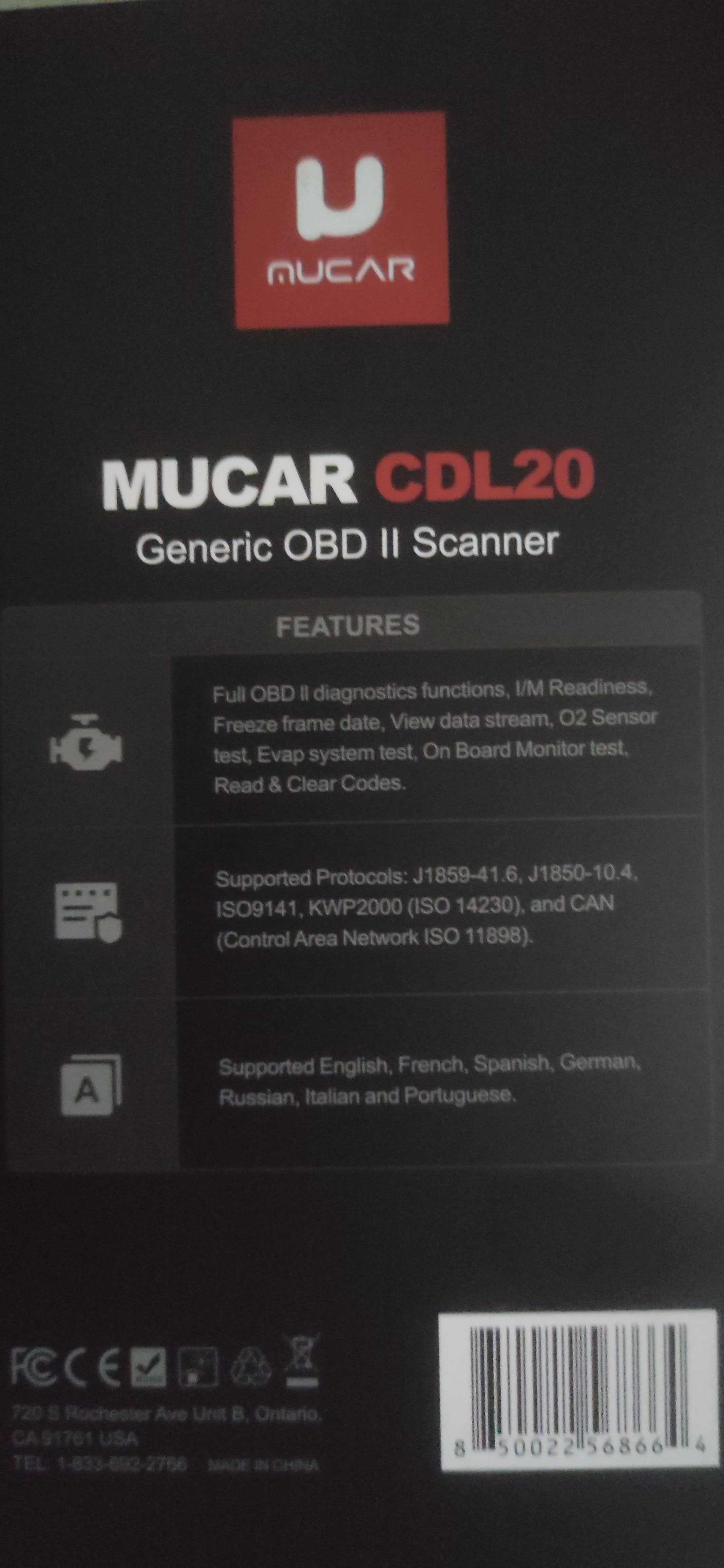 Ficha Obd diagnóstico Mucar CDL20