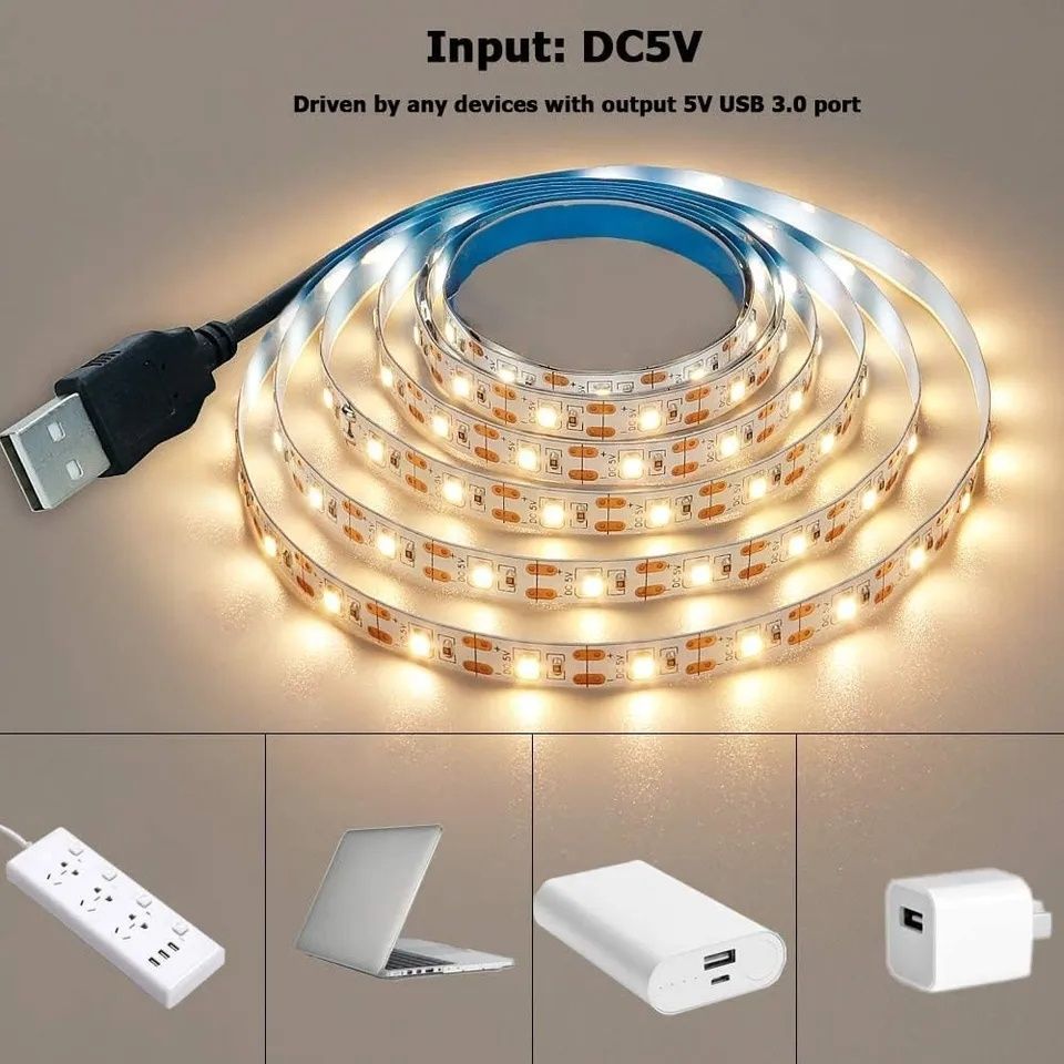 USB LED стрічка 5V powerbank 3m, 5m  ( 5 вольт, usb, 3 - 5 метрів)