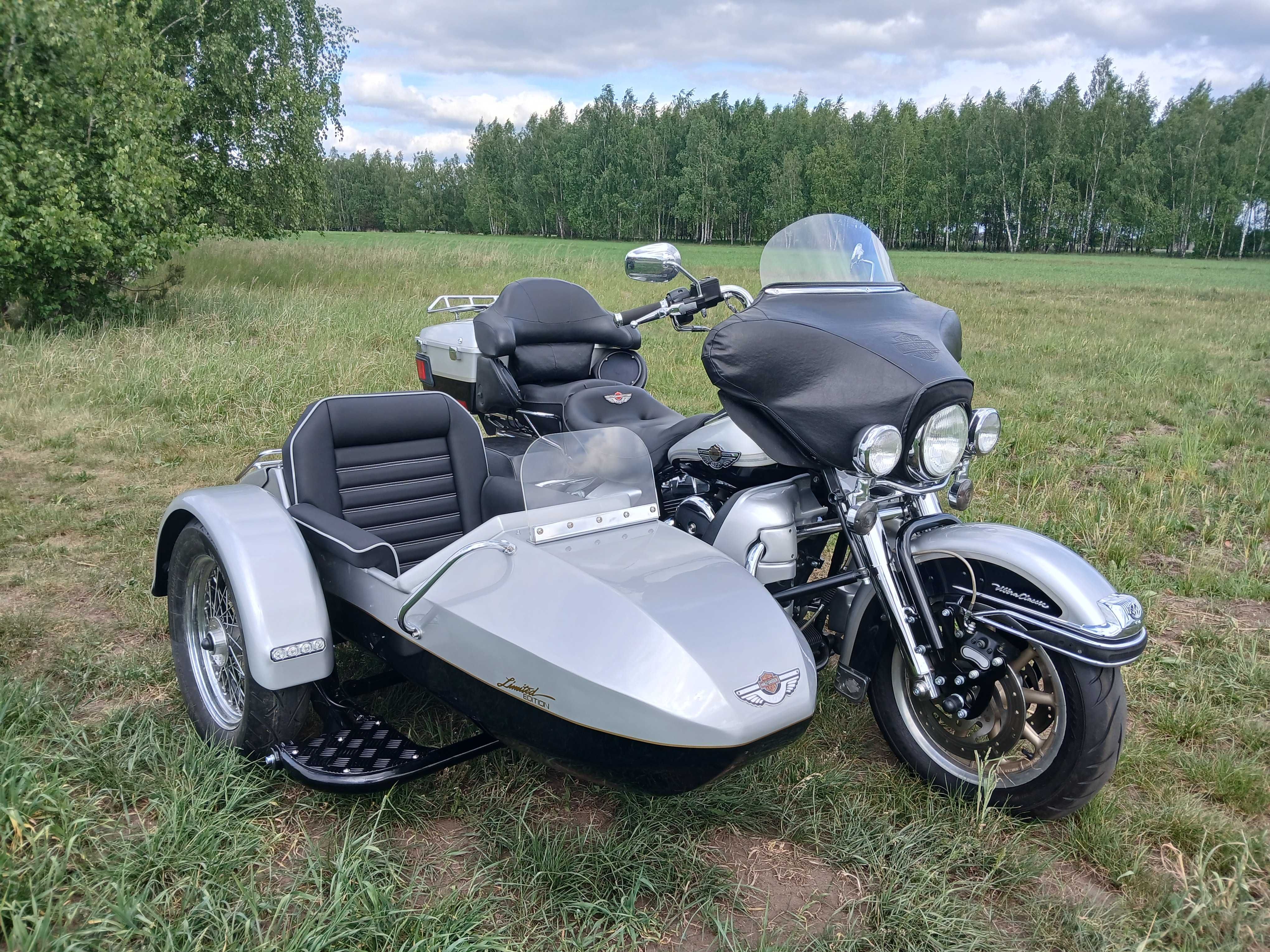 Harley Davidson Electra  z 2003r na 100 lat z koszem, wózkiem, sidecar