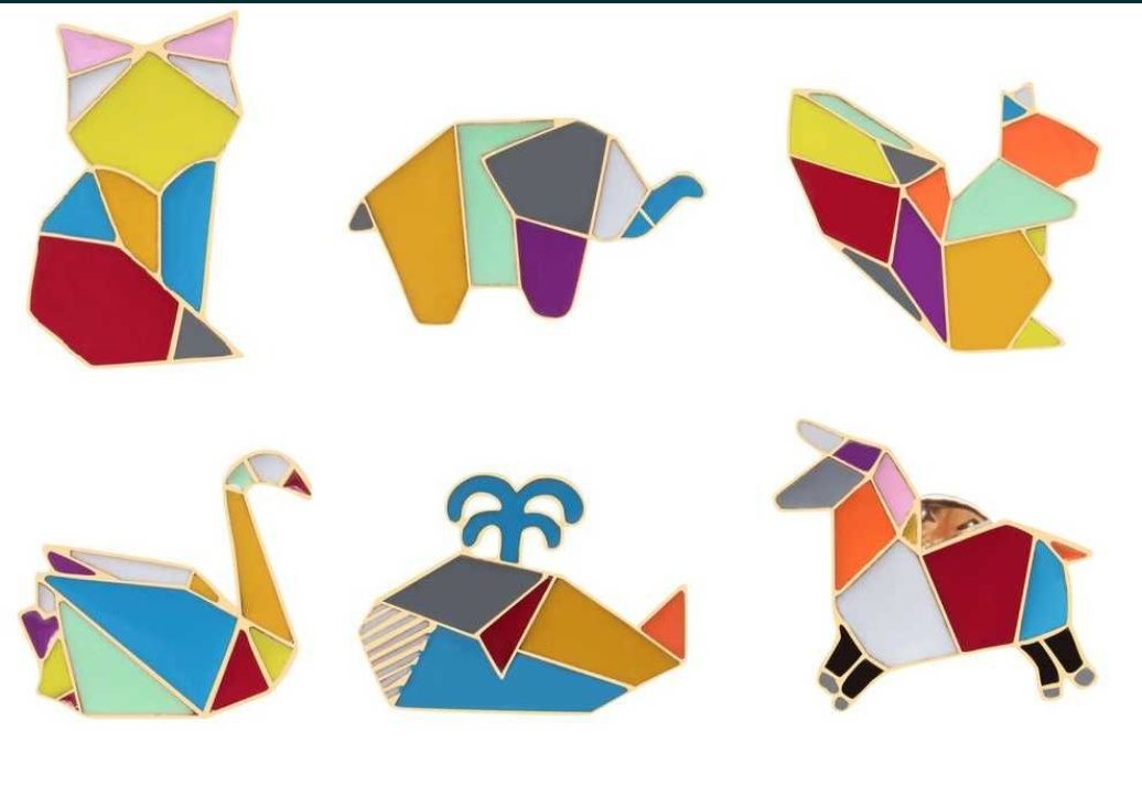 Pin przypinka znaczek badge origami zwierzęta