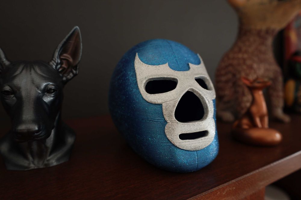Blue Demon Maska Luchador Wrestler Mexico druk 3D