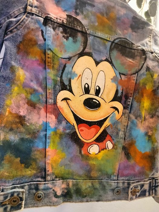 Custom kurtka jeansowa z motywem Myszka Mickey