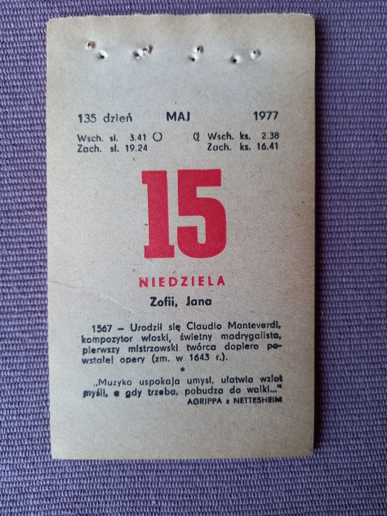 Kartki z kalendarza 1977 rok
