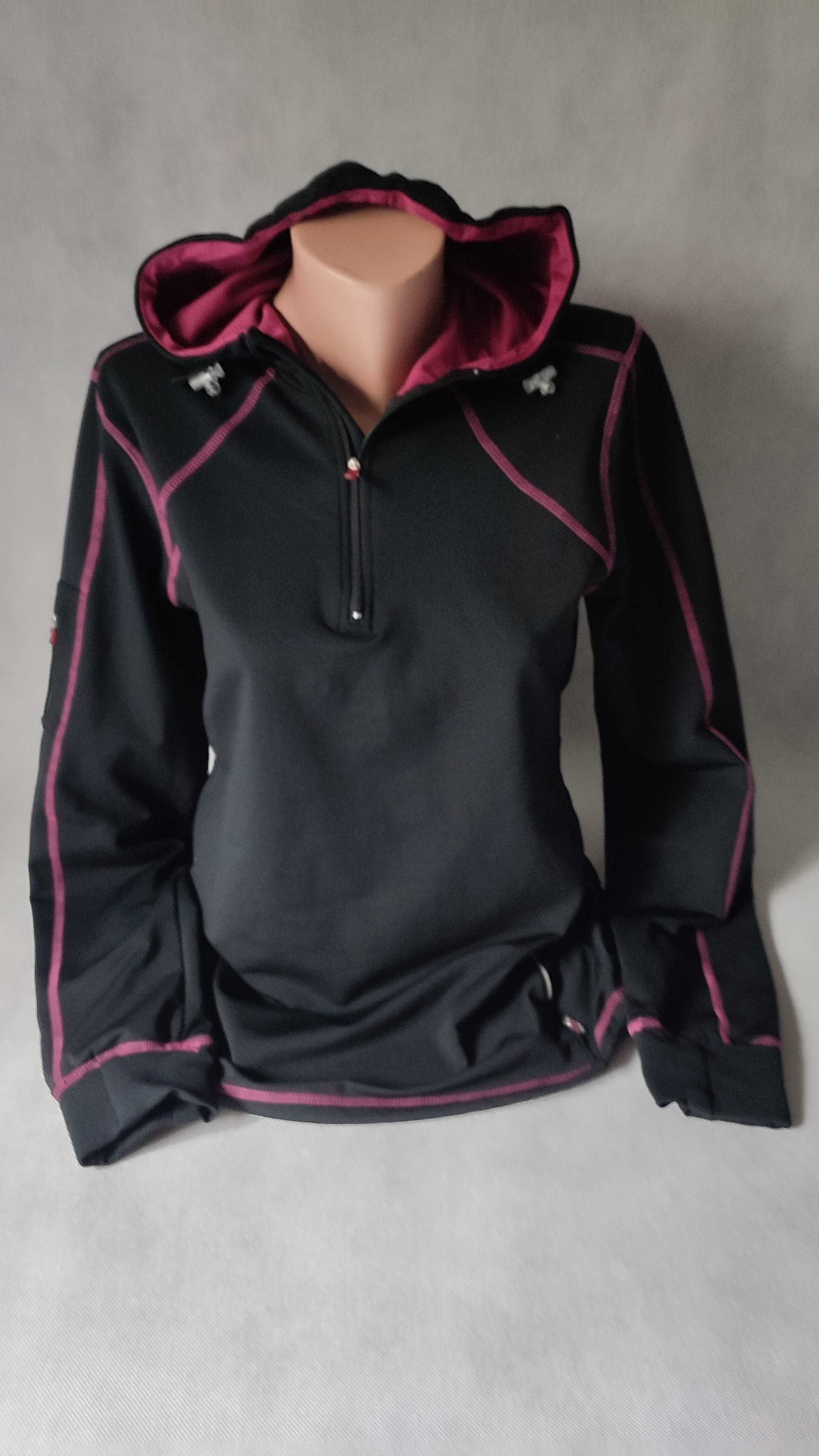 Sportowa bluza z kapturem dekolt na zamek damska sport fitness 36/38