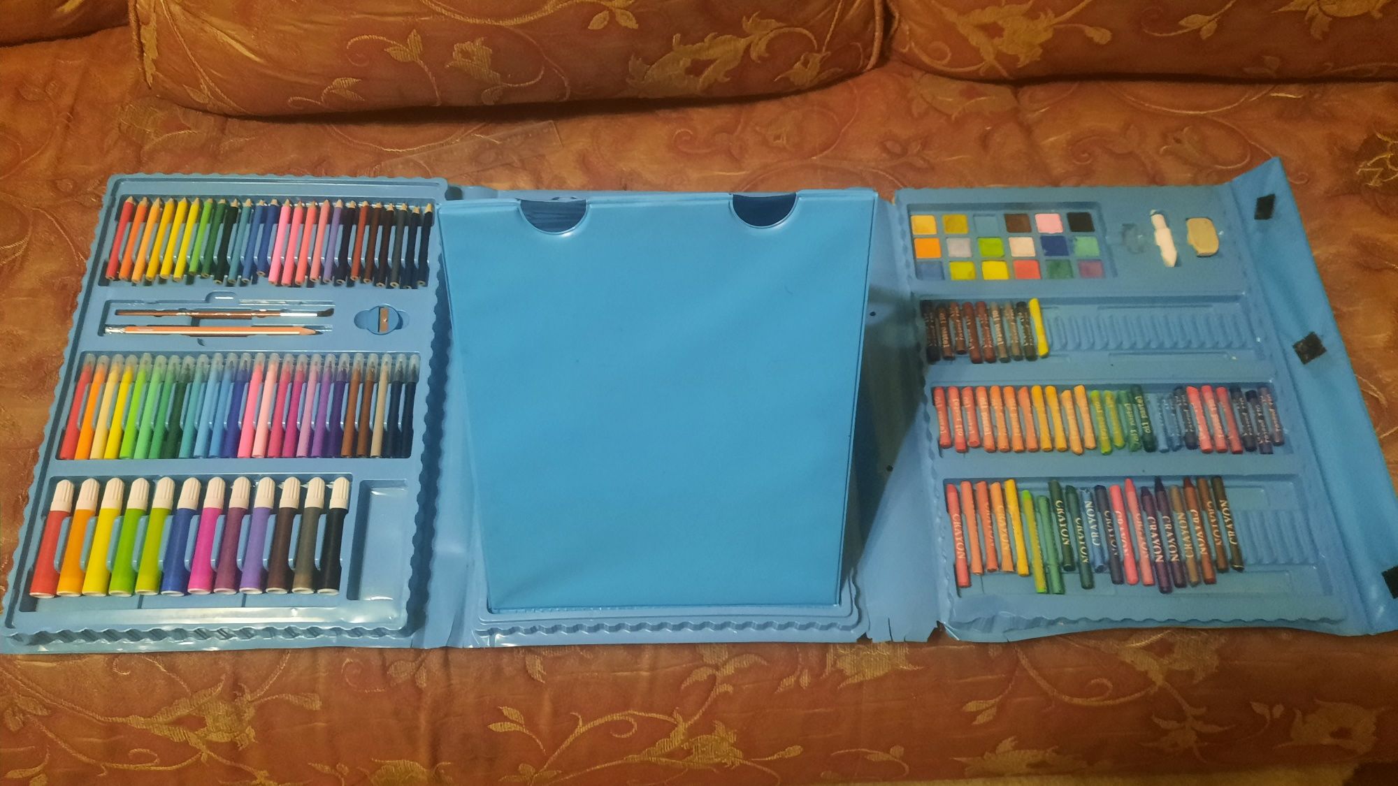 Набір для малювання з мольбертом у валізці  блакитний