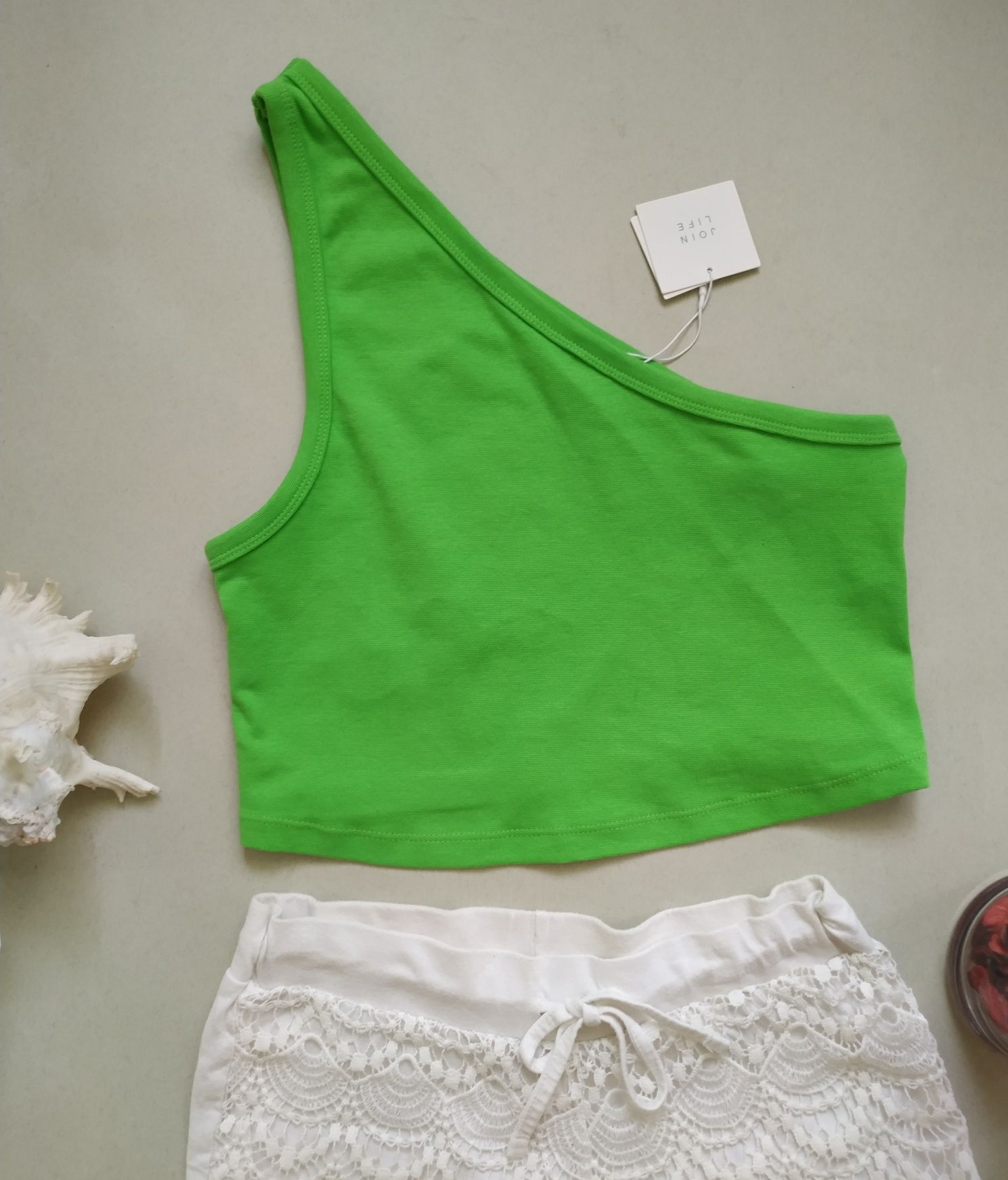 Топ кроп через плече Zara p.L,M