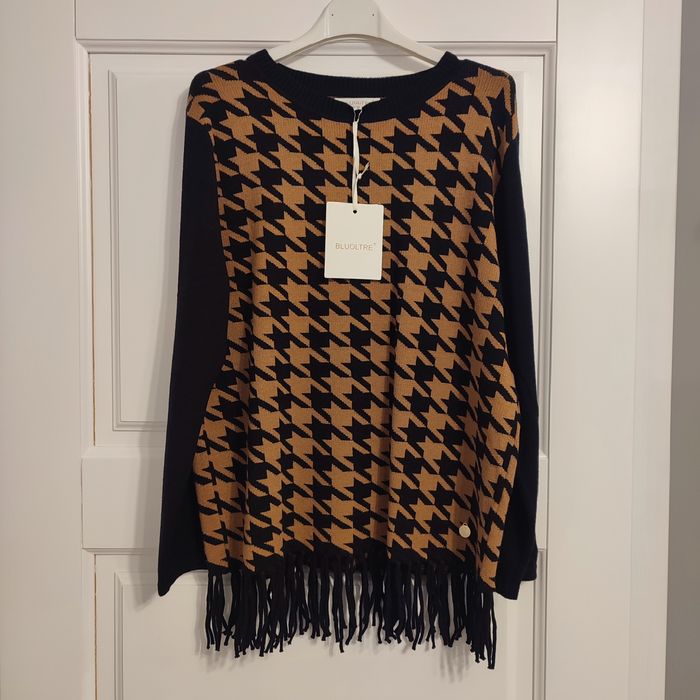 Светр кофта жіноча гусяча лапка полоска великий розмір L-XXL