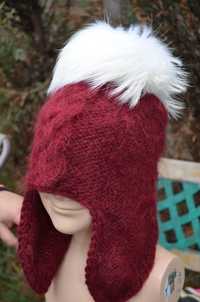Актуальная зимняя шапка из натуральной шерсти, с натуральным мехом