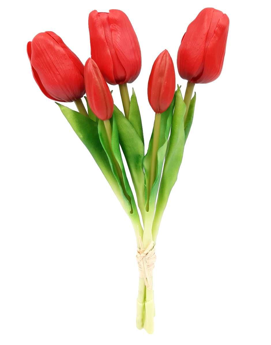 Tulipan silikonowy sztuczne tulipany bukiet 5 sztuk CZERWONE