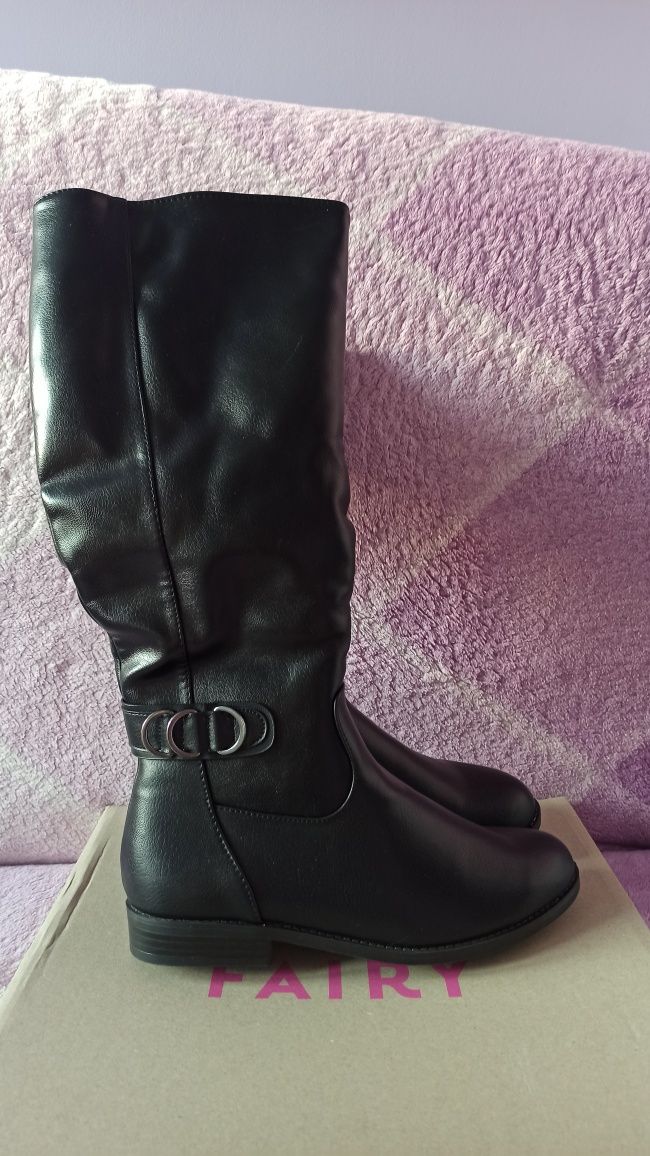 Nowe Buty kozaki damskie czarne Jenny Fairy