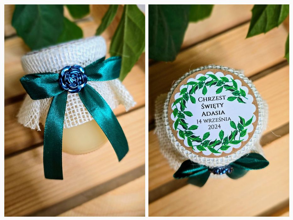 Podziękowania miód, 40,80,130 ml, Chrzest,komunia,ślub wysyłka