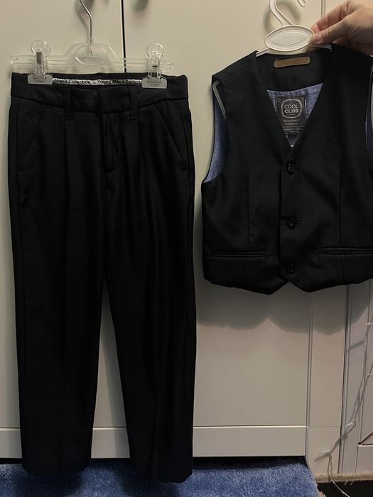 Cool club rozm 116 kamizelka i spodnie wizytowe granat komplet chłopię