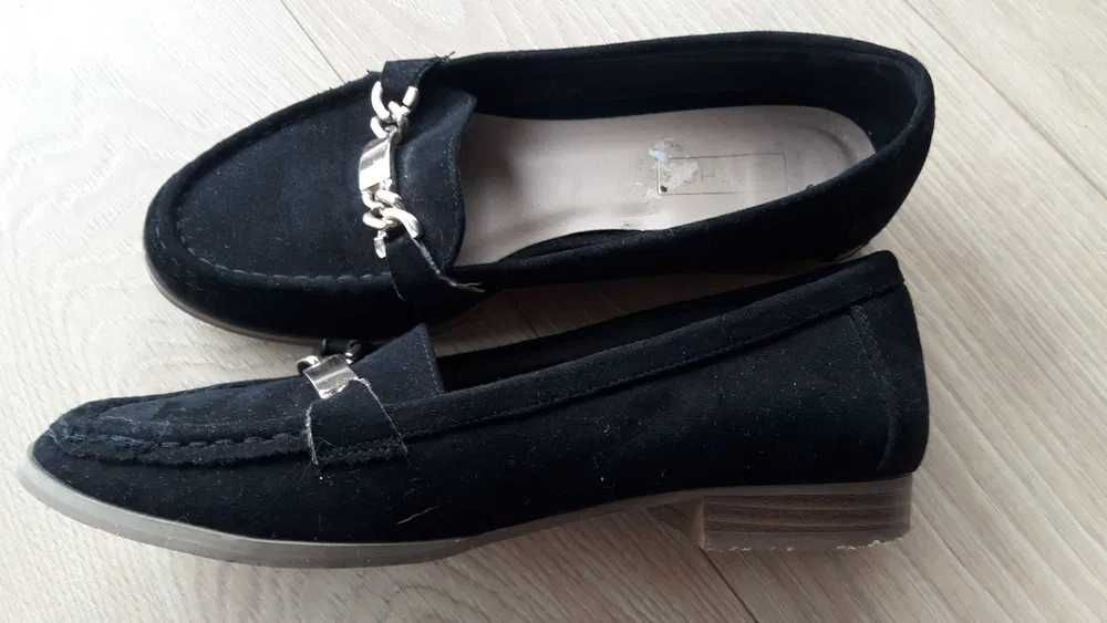 mokasyny czarne łańcuch 37 TopShop