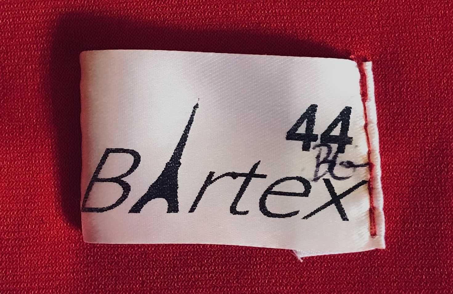 sukienka midi bartex długi rękaw dekolt tiul czerwona plus size 44