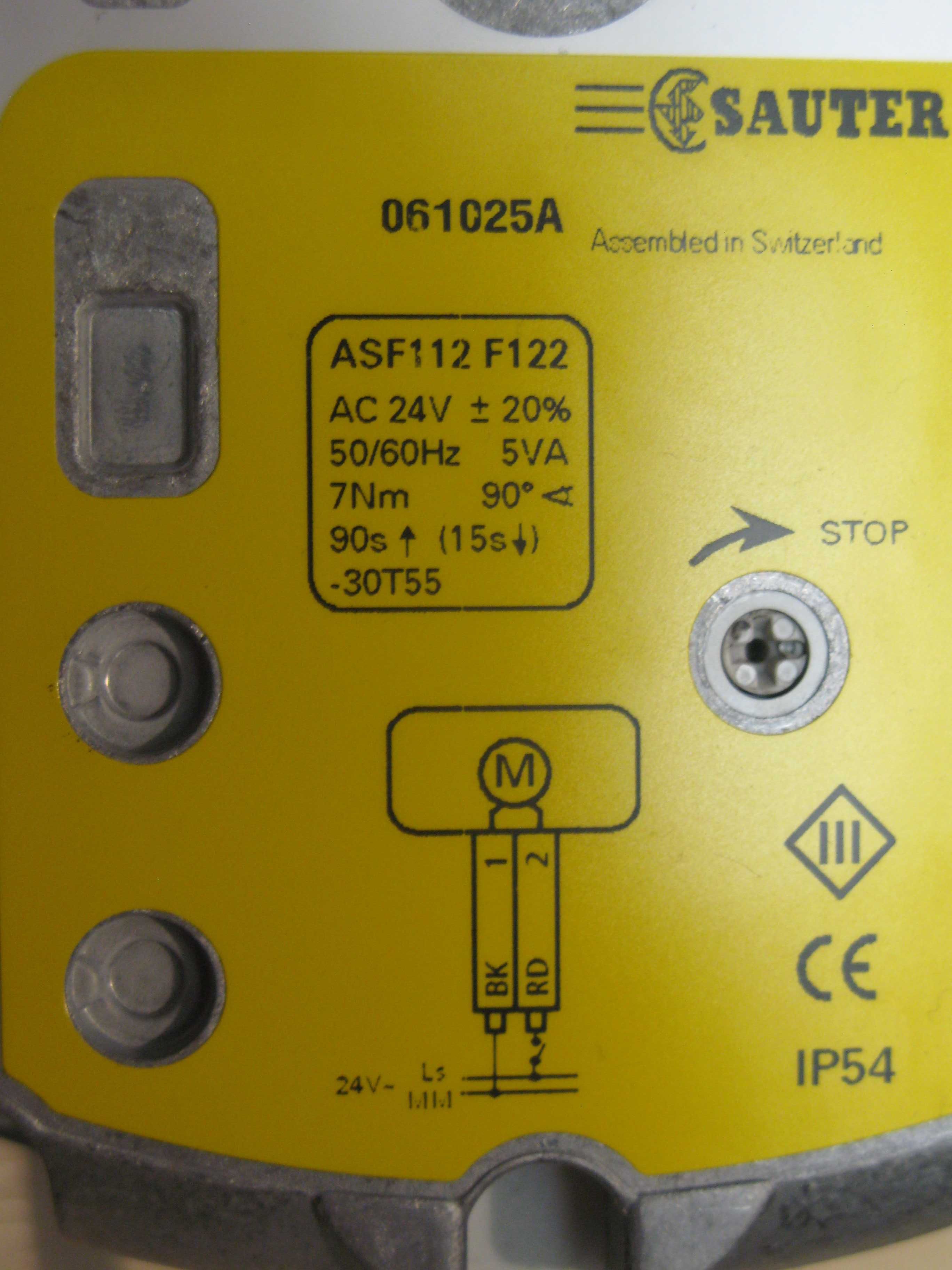 Электропривод заслонки с пружинным возвратом Sauter ASF 112 F122