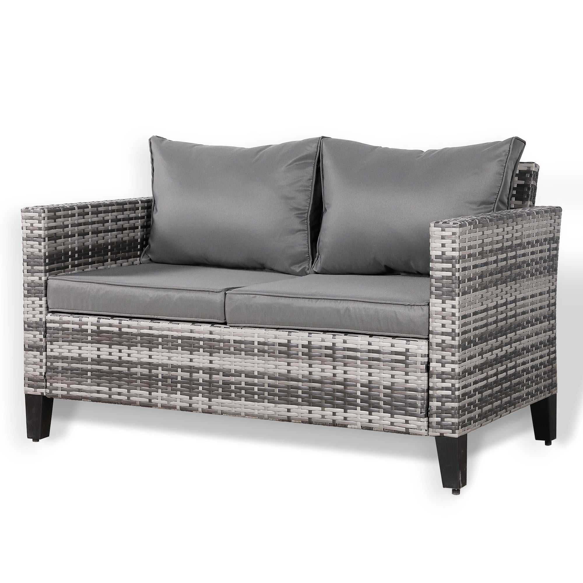 Dwuosobowa szara sofa rattanowa