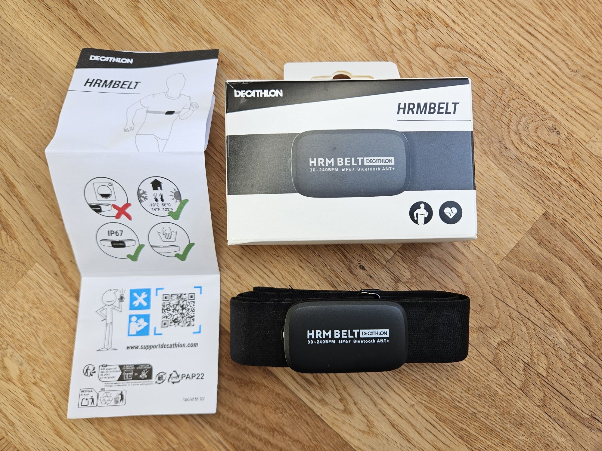 Opaska HRM pas cardio Decathlon IP67 bluetooth ANT+