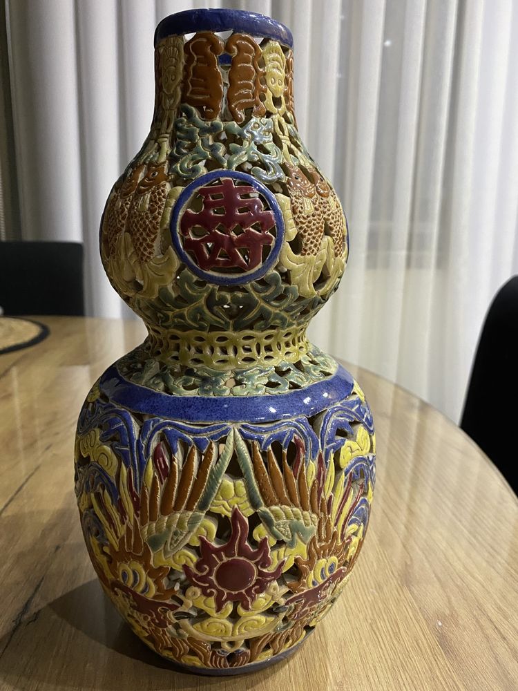 Wazon ażurowy chiński ceramiczny duży 30 cm