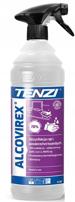 Płyn do dezynfekcji rąk TENZI ALCOViREX 1L Ze Spryskiwaczem