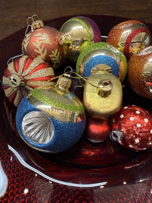 Zestaw 9 sztuk bombki reflektorki szklane kolorowe dekoracja święta