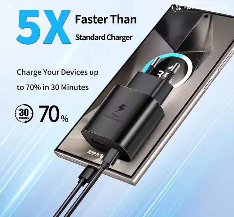 2-портовое зарядное устройство Samsung Type C USВ, 25 Вт,