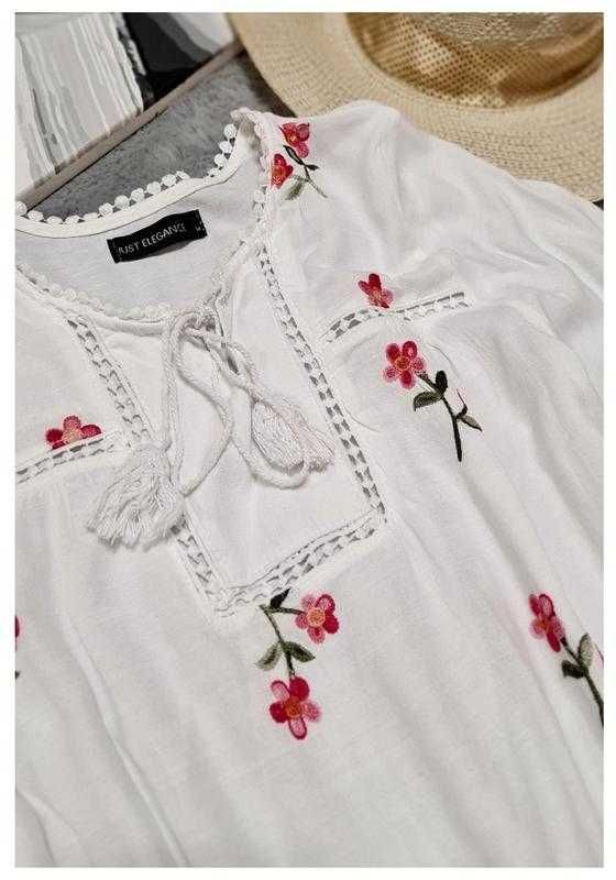 Белая блуза вышиванка с вышивкой Just Elegance, р.  М/L