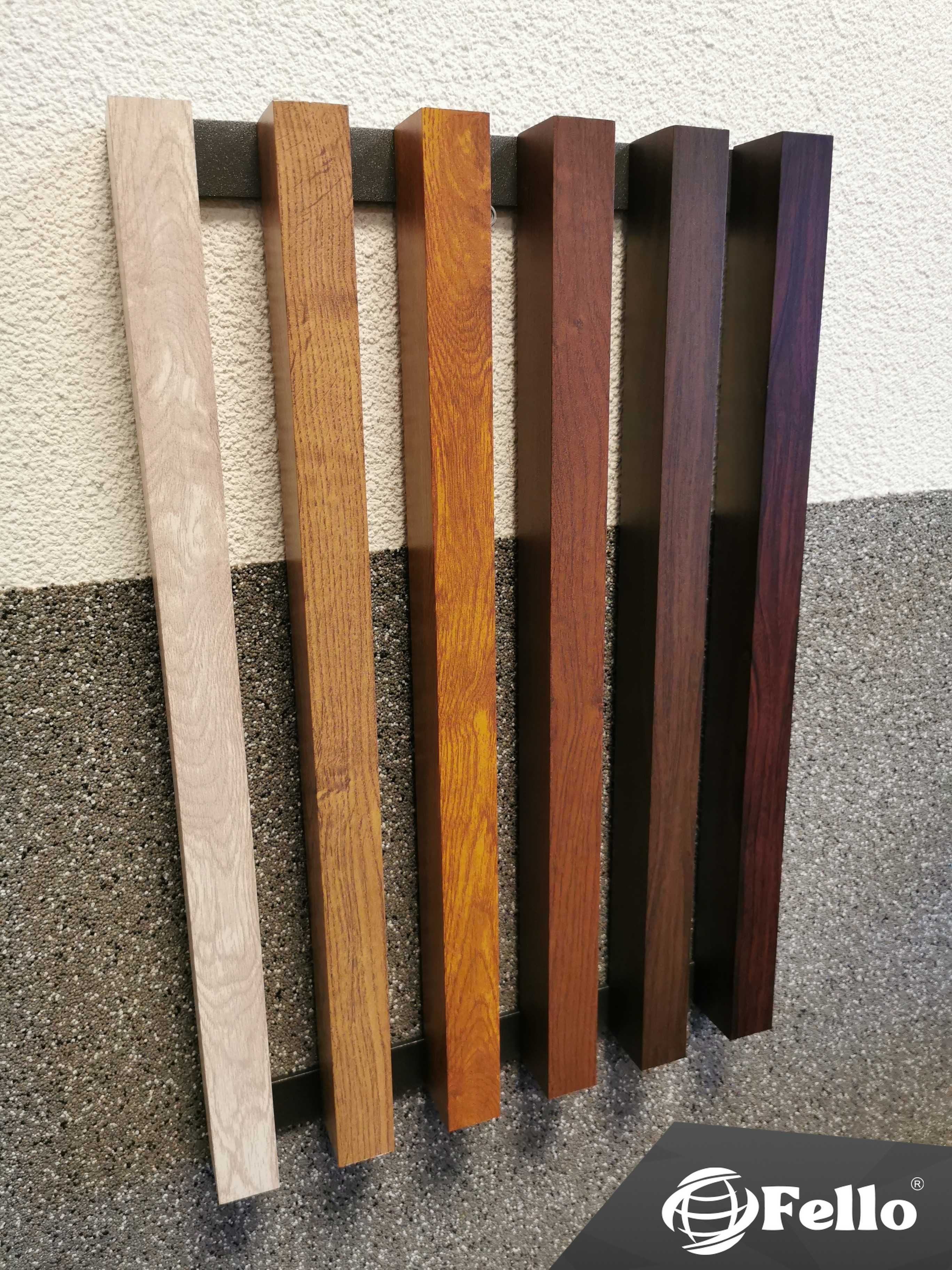 próbki kolorów imitacja drewna aluminium Fello profil lamele dekor