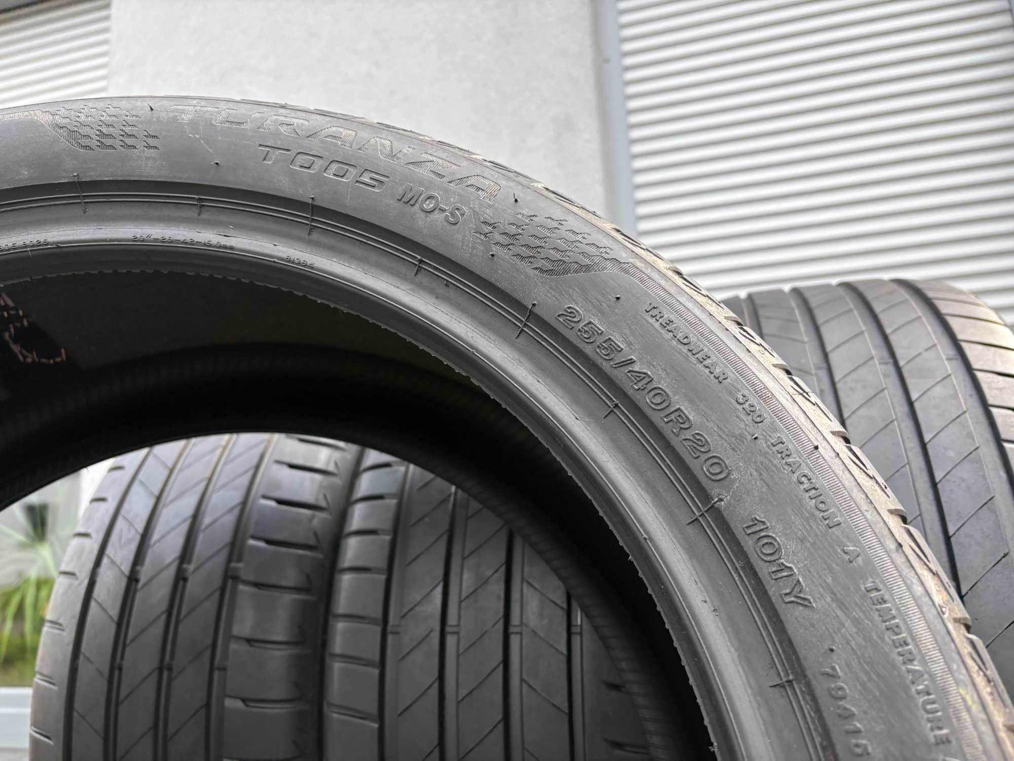4 sztuki letnie 255/40R20 Bridgestone 7mm 2021r świetny stan L3066 gwa