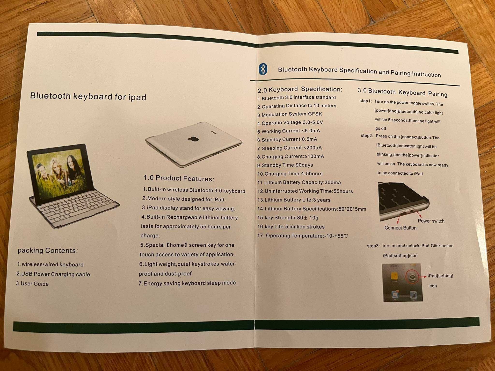 Bezprzewodowa klawiatura do iPad + etui