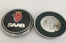 Nowy emblemat znaczek okrągły SAAB 68mm czarny 3 bolce srebrny