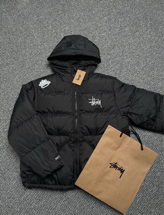 stussy puffer 800 fill jacket rozmiar M czarno szara puchowa na zime