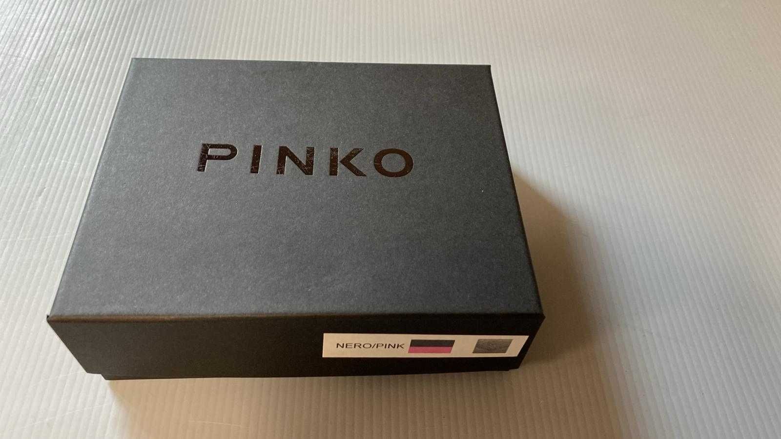 nowy Portfel Pinko Compact  Wallet czarny z różowym środkiem