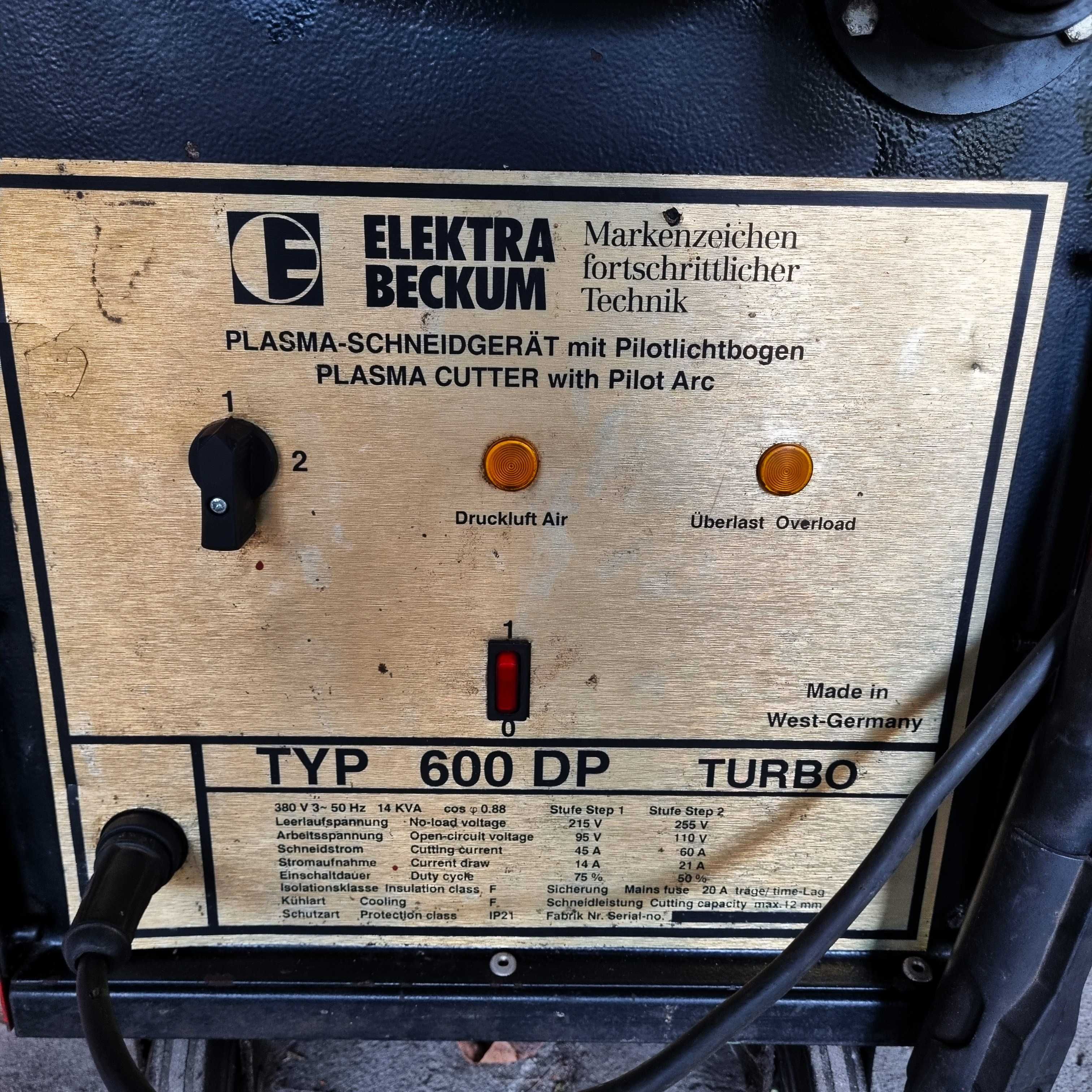 Przecinarka plazmowa Elektra Beckum 600 DP Turbo.