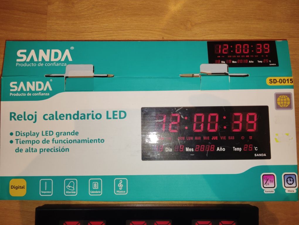 Relógio calendário Led