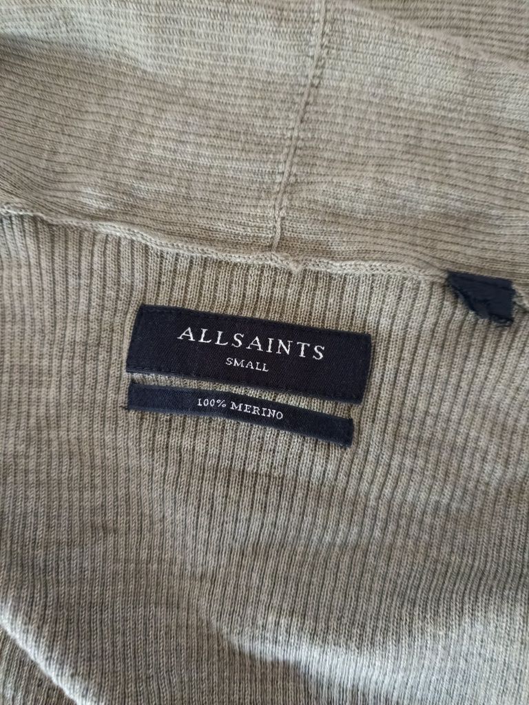 Sweter kardigan wełniany 100% wełna merino AllSaints rozmiar S