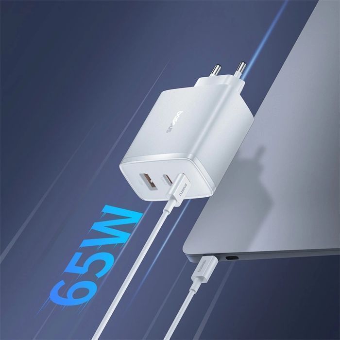 Ładowarka Baseus Cube Pro 65W GaN USB-C/A x2, Biała