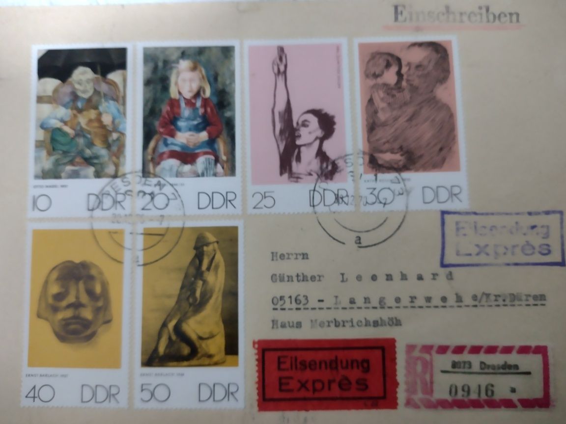 Znaczki DDR na kopertach