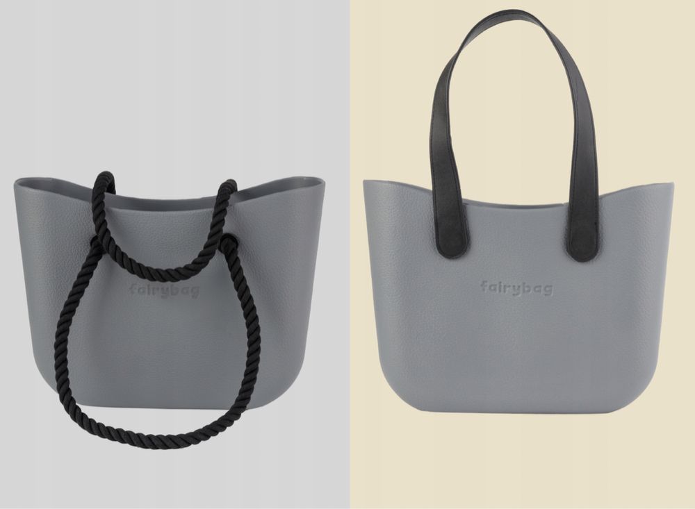 Torba torebka damska Jelly Bag O Shopper dwa zestawy rącek Szara