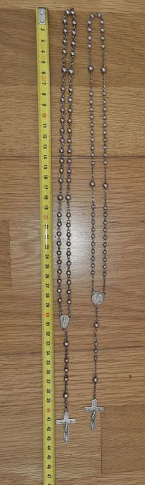 Terço antigo em prata c/ imagem Nossa Senhora de Fátima